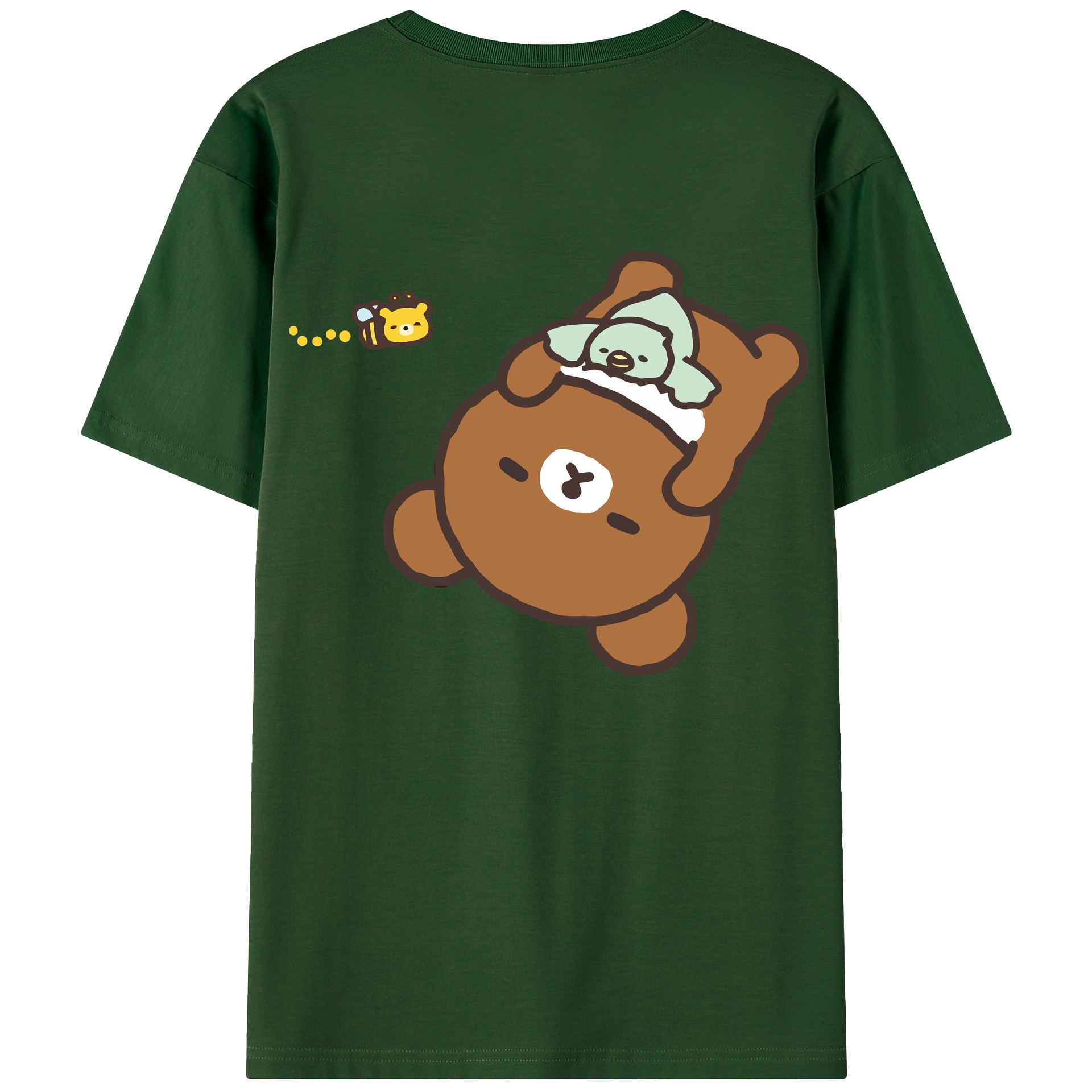 （画像用） リラックマ リラックマ キイロイトリ Rilakkuma Korilakkuma Kiiroitori 綿100％半袖Tシャツ（背面プリント）